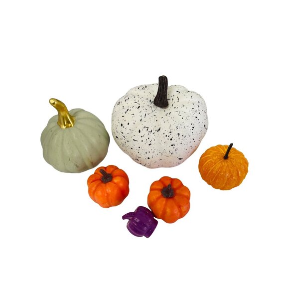 Set Of 6 Assorted Artificial Mini Pumpkins & Gourds For Decorative Display - Picture 2 of 8